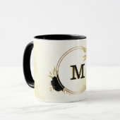 Schwarz-Weiß-Blütengold Tasse (Vorderseite Links)