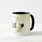 Schwarz-Weiß-Blütengold Tasse (VorderseiteRechts)