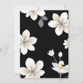 Schwarz-Weiß-Blütengraue Textbox Hochzeit Einladung (Rückseite)