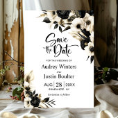 Schwarz-Weiß-Blütenhochzeit retten das Datum Einladung