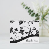 Schwarz/Weiß-Blütenkarte Danke Karte (Stehend Vorderseite)