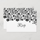 Schwarz-Weiß-Blütenkarte Save the Date (Vorne/Hinten)