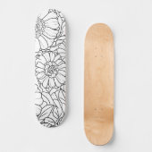 Schwarz-Weiß-Blütenmalerei auf dem Deck Skateboard (Vorderseite)