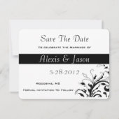 Schwarz-Weiß-Blütenweine | Hochzeitsstichtag speic Save The Date (Vorderseite)