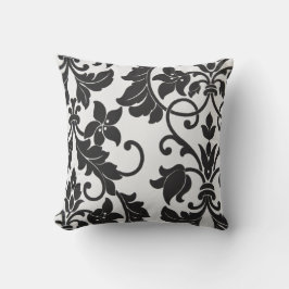 Schwarz-Weiß-Blütenwirbel Kissen