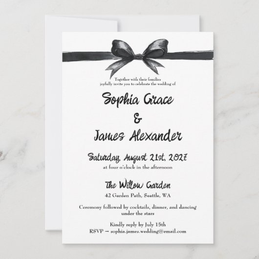 Schwarz-Weiß-Bogen | Elegante Hochzeit | Monochrom Einladung (Vorderseite)