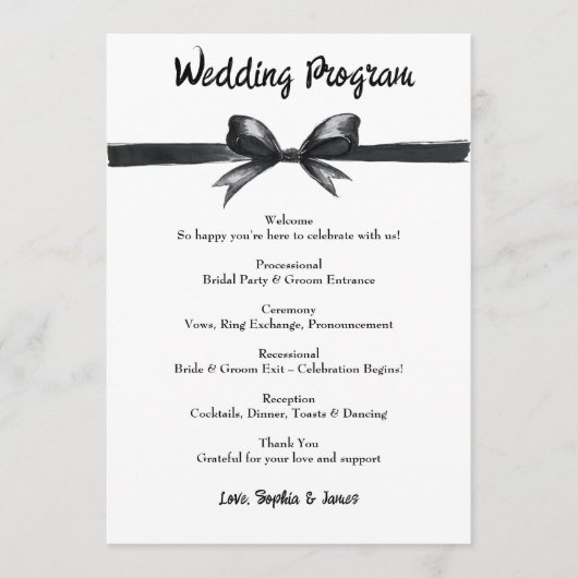 Schwarz-Weiß-Bogen | Elegante Hochzeit | Monochrom Programm (Vorderseite)