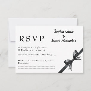 Schwarz-Weiß-Bogen Elegante Hochzeit Monochrom RSVP Karte