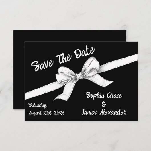 Schwarz-Weiß-Bogen | Elegante Hochzeit | Monochrom Save The Date (Vorne/Hinten)