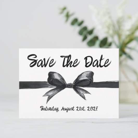 Schwarz-Weiß-Bogen | Elegante Hochzeit | Monochrom Save The Date (Stehend Vorderseite)