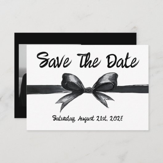 Schwarz-Weiß-Bogen | Elegante Hochzeit | Monochrom Save The Date (Vorne/Hinten)