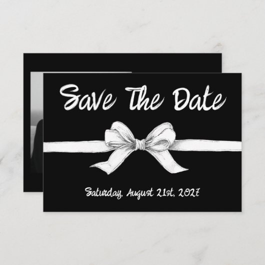 Schwarz-Weiß-Bogen | Elegante Hochzeit | Monochrom Save The Date (Vorne/Hinten)