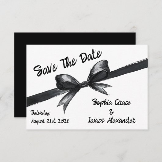 Schwarz-Weiß-Bogen | Elegante Hochzeit | Monochrom Save The Date (Vorne/Hinten)