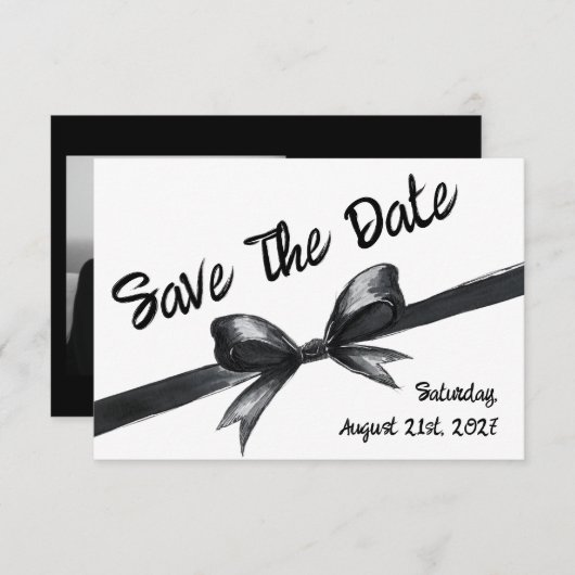 Schwarz-Weiß-Bogen | Elegante Hochzeit | Monochrom Save The Date (Vorne/Hinten)