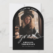 Schwarz-Weiß-Bogen-Foto-Script-Abschluss Einladung (Vorderseite)