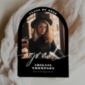 Schwarz-Weiß-Bogen-Foto-Script-Abschluss Einladung