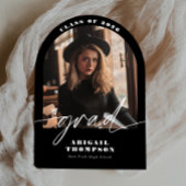 Schwarz-Weiß-Bogen-Foto-Script-Abschluss Einladung