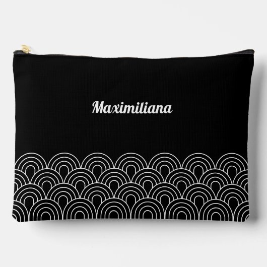 Schwarz-Weiß-Bögen glänzend großer Zubehörbeutel Zubehörtasche (Vorderseite)