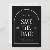 Schwarz-Weiß-BogenRetro Minimalistisch Moderner Sc Save The Date (Vorderseite)