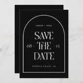 Schwarz-Weiß-BogenRetro Minimalistisch Moderner Sc Save The Date (Vorne/Hinten)