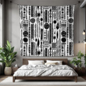 Schwarz-Weiß-Boho Abstrakt Fleece Blanket