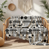 Schwarz-Weiß-Boho Abstrakt Fleece Blanket