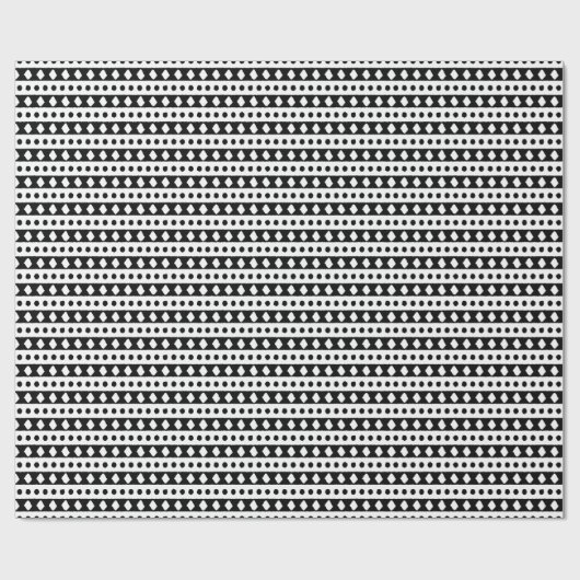 Schwarz-Weiß-Boho-Chic-Muster Geschenkpapier (Flach)