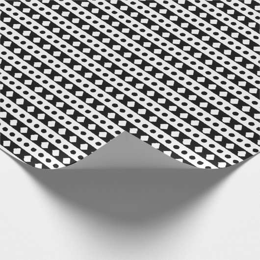 Schwarz-Weiß-Boho-Chic-Muster Geschenkpapier (Ecke)