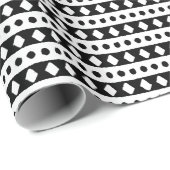 Schwarz-Weiß-Boho-Chic-Muster Geschenkpapier (Rolleneckpunkt)