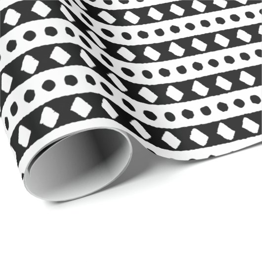 Schwarz-Weiß-Boho-Chic-Muster Geschenkpapier (Rolleneckpunkt)