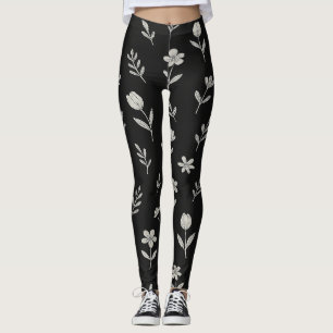 Schwarz-Weiß-Boho-Design Leggings