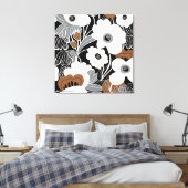 Schwarz-weiß Boho Floral Leinwanddruck (Insitu (Schlafzimmer))