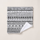 Schwarz-Weiß-Boho-Hintergrund Badetuch-Set Badhandtuch Set (Waschlappen)