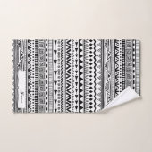 Schwarz-Weiß-Boho-Hintergrund Badetuch-Set Badhandtuch Set (Handtuch)