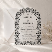Schwarz-Weiß-Boho-Hochzeit Einladung