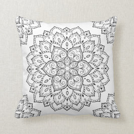 Schwarz-Weiß Boho Mandala Pillow Kissen