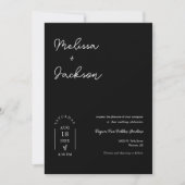 Schwarz-weiß Boho Minimalistisch Wedding QR Code F Einladung (Vorderseite)