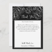 Schwarz-weiß Boho Moderne florale Elegantes Foto Dankeskarte (Rückseite)