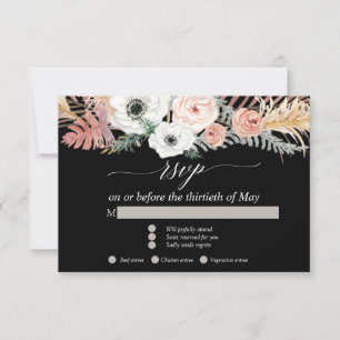 Schwarz-weiß Boho Pampas Grass Tropical Floral UAW RSVP Karte