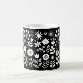 Schwarz-Weiß-Boho-Wildblume Kaffeetasse (Mittel)
