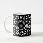 Schwarz-Weiß-Boho-Wildblume Kaffeetasse (Links)