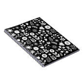 Schwarz-Weiß-Boho-Wildblume Notizblock (Rechte Seite)
