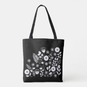 Schwarz-Weiß-Boho-Wildblume Tasche (Rückseite)
