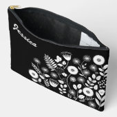 Schwarz-Weiß-Boho-Wildblume Zubehörtasche (Offen)