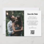 Schwarz-Weiß-Boho | Zwei Foto- und QR-Code Save The Date (Rückseite)