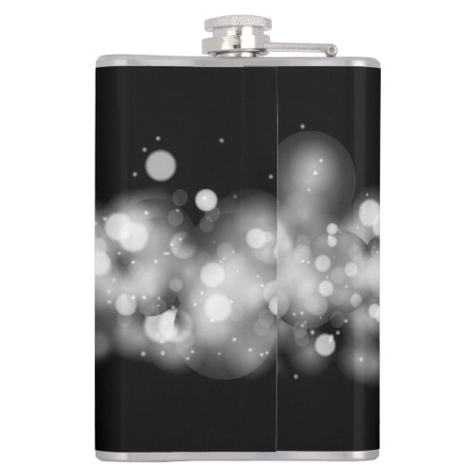 Schwarz-Weiß-Bokeh Blurbeleuchtung Flasche Flachmann (Rückseite)