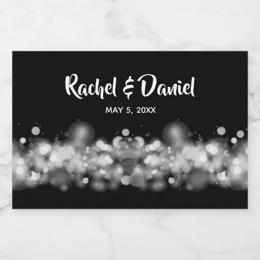 Schwarz & Weiß Bokeh Blurred Lights Mini Schaumweinetikett (Einzelnes Label)