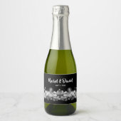 Schwarz & Weiß Bokeh Blurred Lights Mini Schaumweinetikett (Vorderseite)