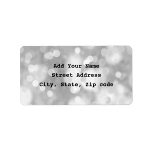Schwarz-weiß Bokeh Silver Eleganter einfacher Gli Adressaufkleber