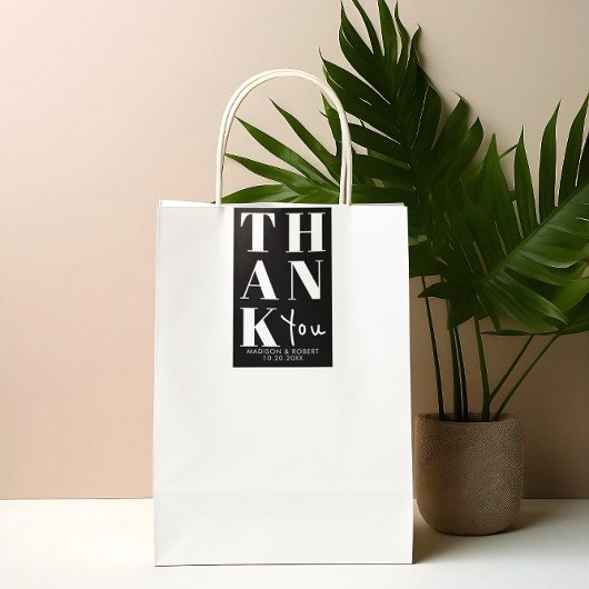 Schwarz-weiß Bold Simple Dankeschön Gastgeschenk H Rechteckiger Aufkleber